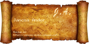 Jancsa Andor névjegykártya